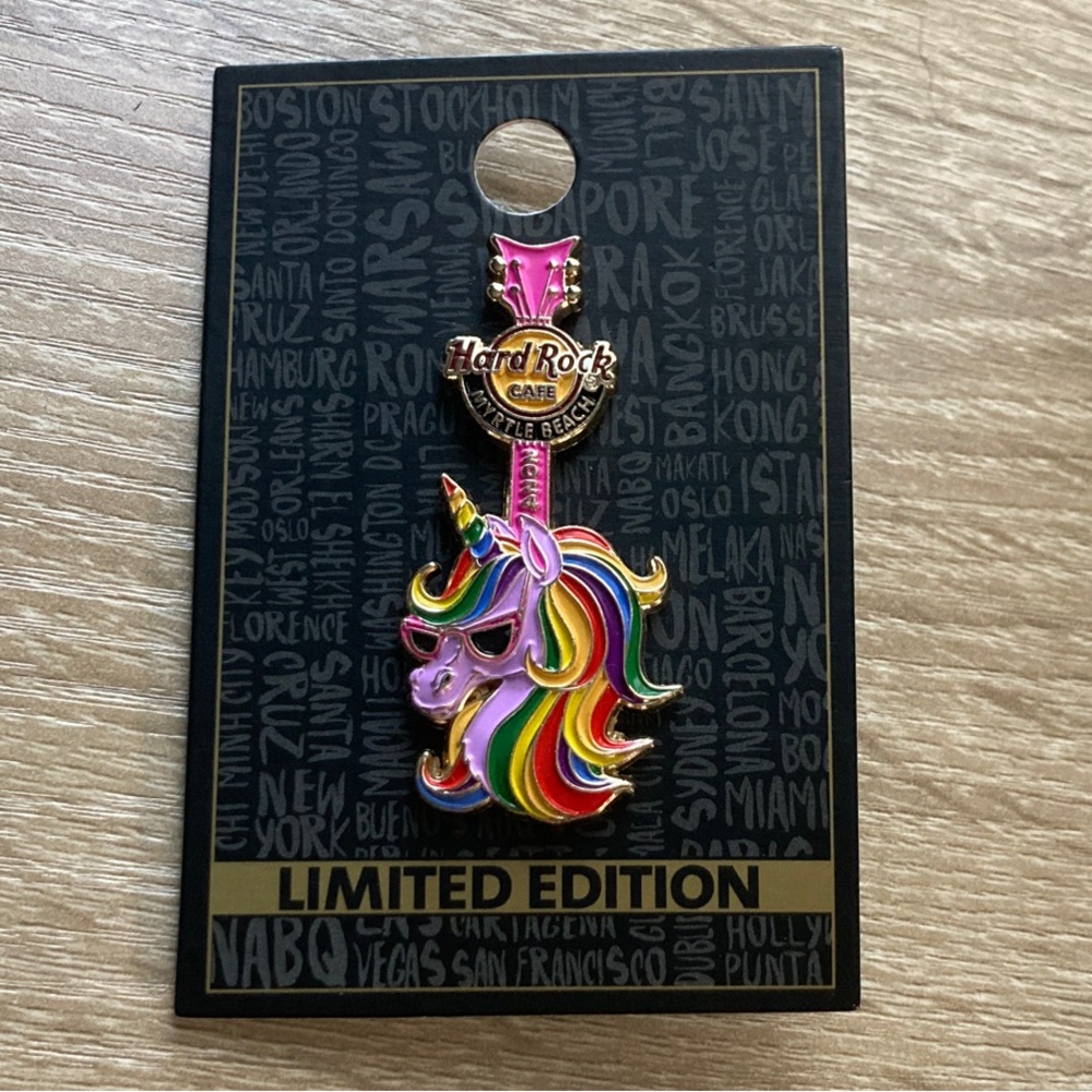 NEW Hard Rock Cafe Pride Rainbow Unicorn Guitar Pin